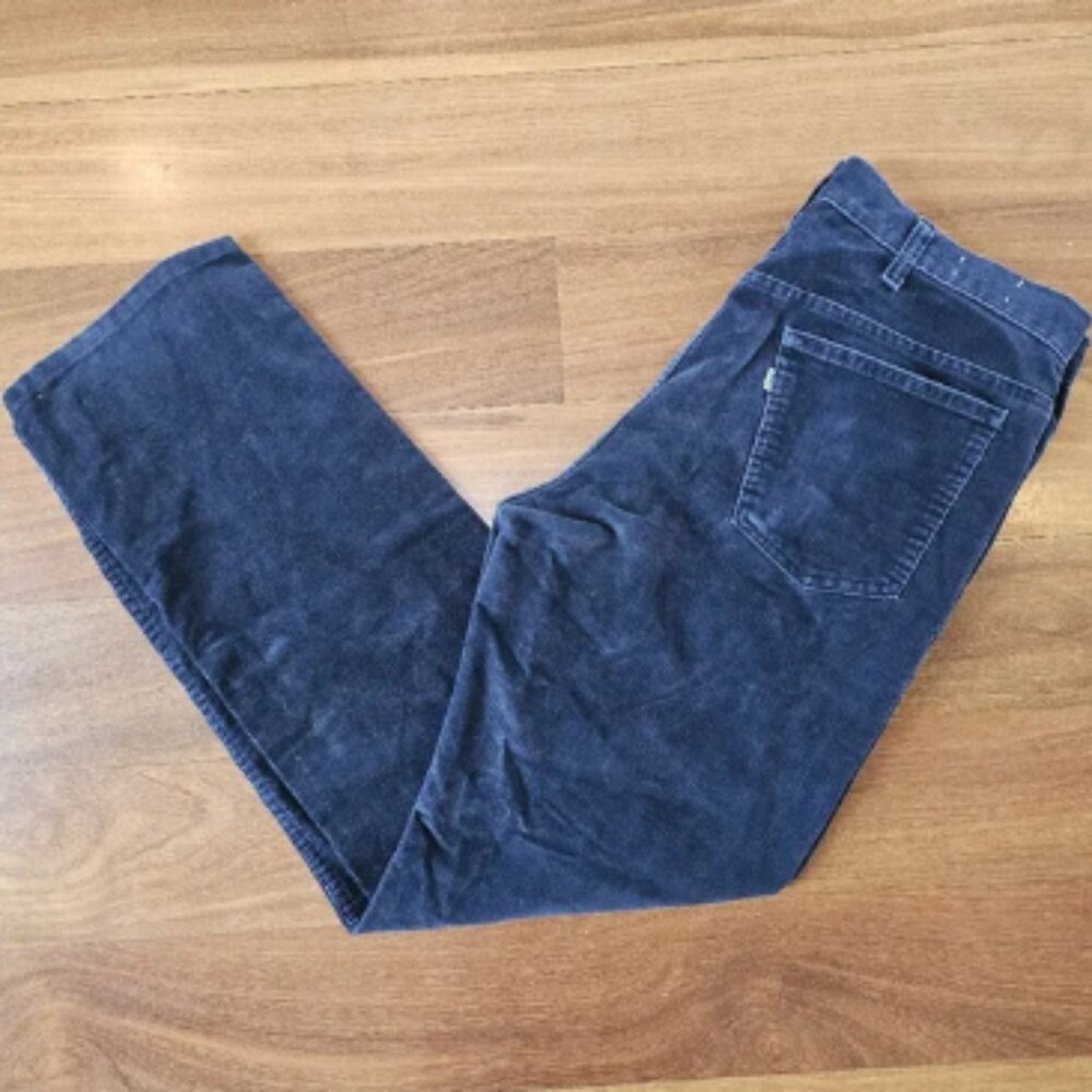 Vintage Levis 519 1517 80s Corduroy Pants Navy Blue Straight Leg Talon 38(36)x32